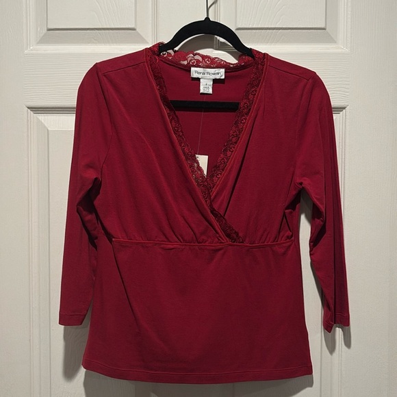 NWT RENA ROWAN RED BLOUSE - Picture 1 of 5